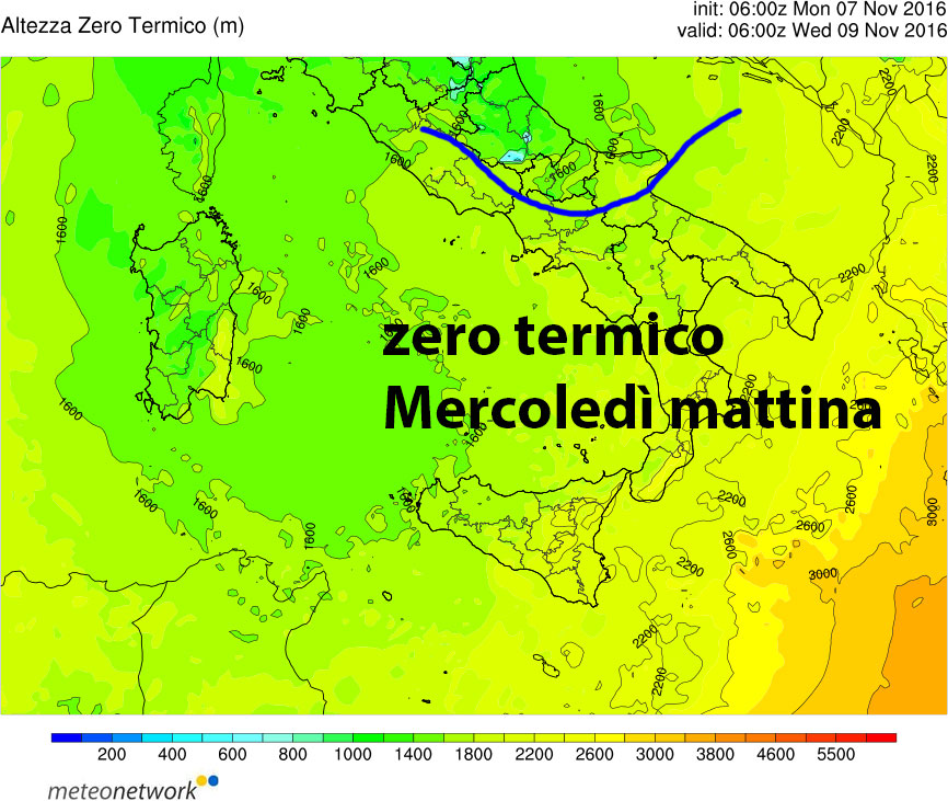 tendenza meteo 7 11 2016 zero termico